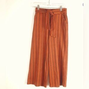 ALTAR'D State Small Wide Leg Cropped Pants Orange Black Stripes Waist Tie Pullon